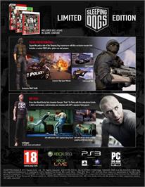 Box back cover for Sleeping Dogs on the Microsoft Windows.