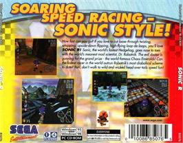 Box back cover for Sonic R on the Microsoft Windows.