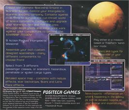 Box back cover for Starship Tycoon on the Microsoft Windows.
