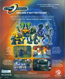 Box back cover for Startopia on the Microsoft Windows.