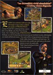 Box back cover for Stronghold on the Microsoft Windows.