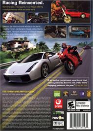 Box back cover for Test Drive Unlimited on the Microsoft Windows.