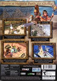 Box back cover for Titan Quest on the Microsoft Windows.