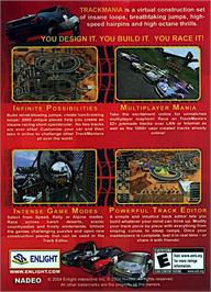 Box back cover for Trackmania on the Microsoft Windows.