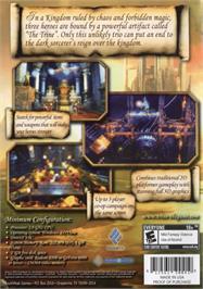 Box back cover for Trine on the Microsoft Windows.
