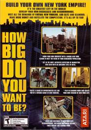 Box back cover for Tycoon City - New York on the Microsoft Windows.
