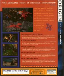 Box back cover for Ultima Online on the Microsoft Windows.