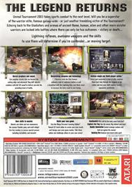 Box back cover for Unreal Tournament 2003 on the Microsoft Windows.