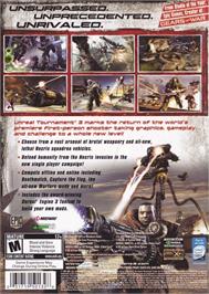 Box back cover for Unreal Tournament III on the Microsoft Windows.