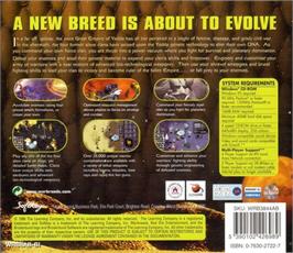 Box back cover for WarBreeds on the Microsoft Windows.