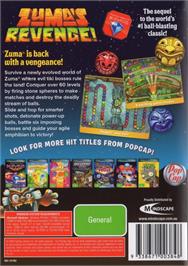 Box back cover for Zuma's Revenge! on the Microsoft Windows.