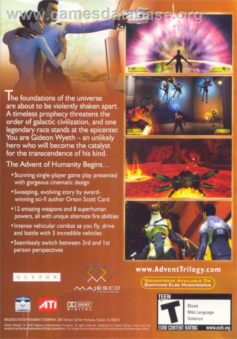 Advent Rising - Microsoft Windows - Artwork - Box Back