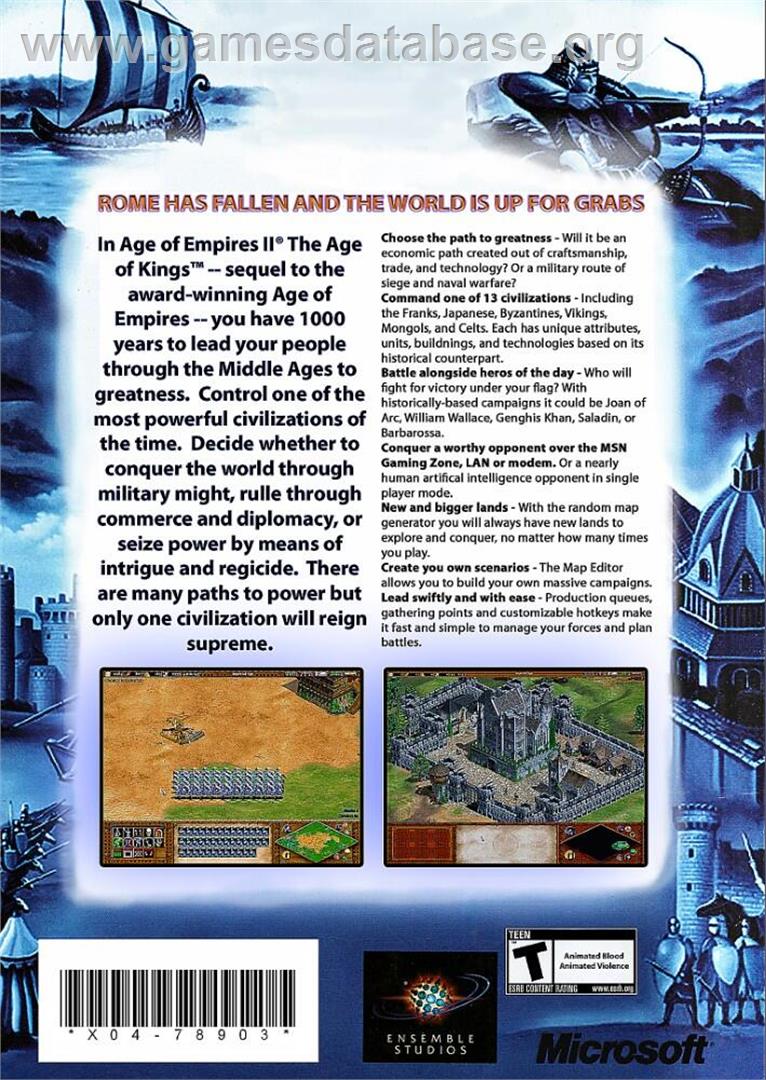 Age of Empires 2 - The Age of Kings - Microsoft Windows - Artwork - Box Back