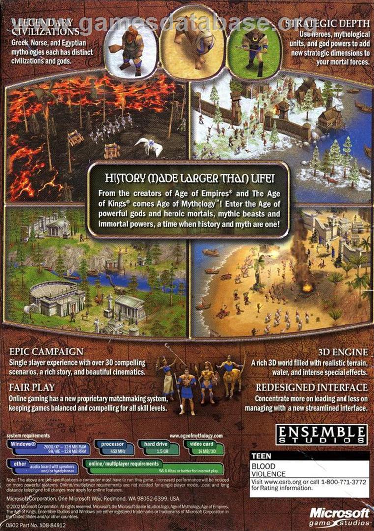 Age of Mythology - Extended Edition - Microsoft Windows - Artwork - Box Back