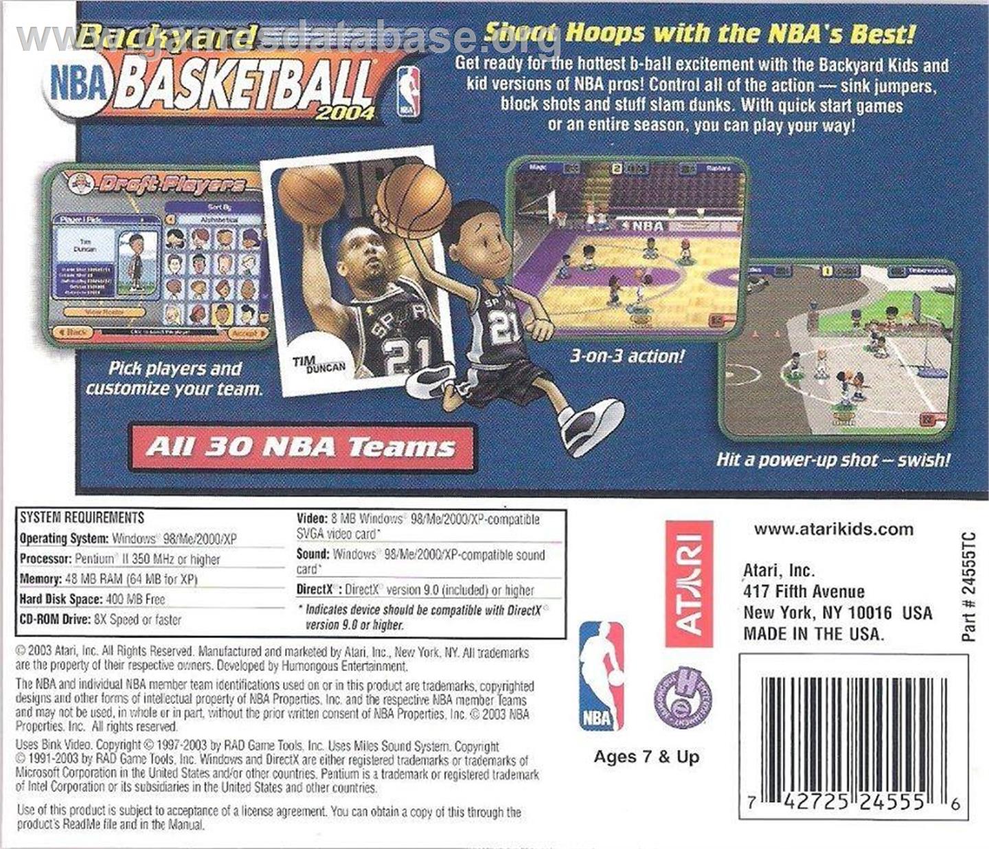 Backyard Basketball 2004 - Microsoft Windows - Artwork - Box Back