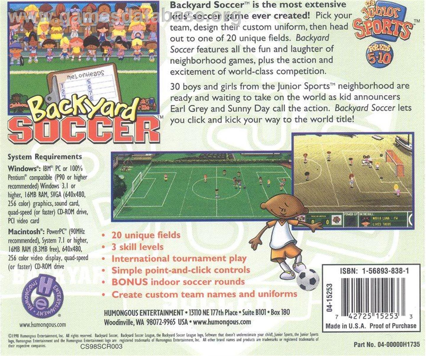 Backyard Football 2004 - Microsoft Windows - Artwork - Box Back