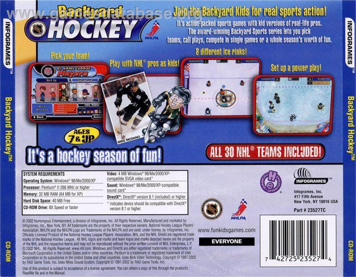 Backyard Hockey - Microsoft Windows - Artwork - Box Back