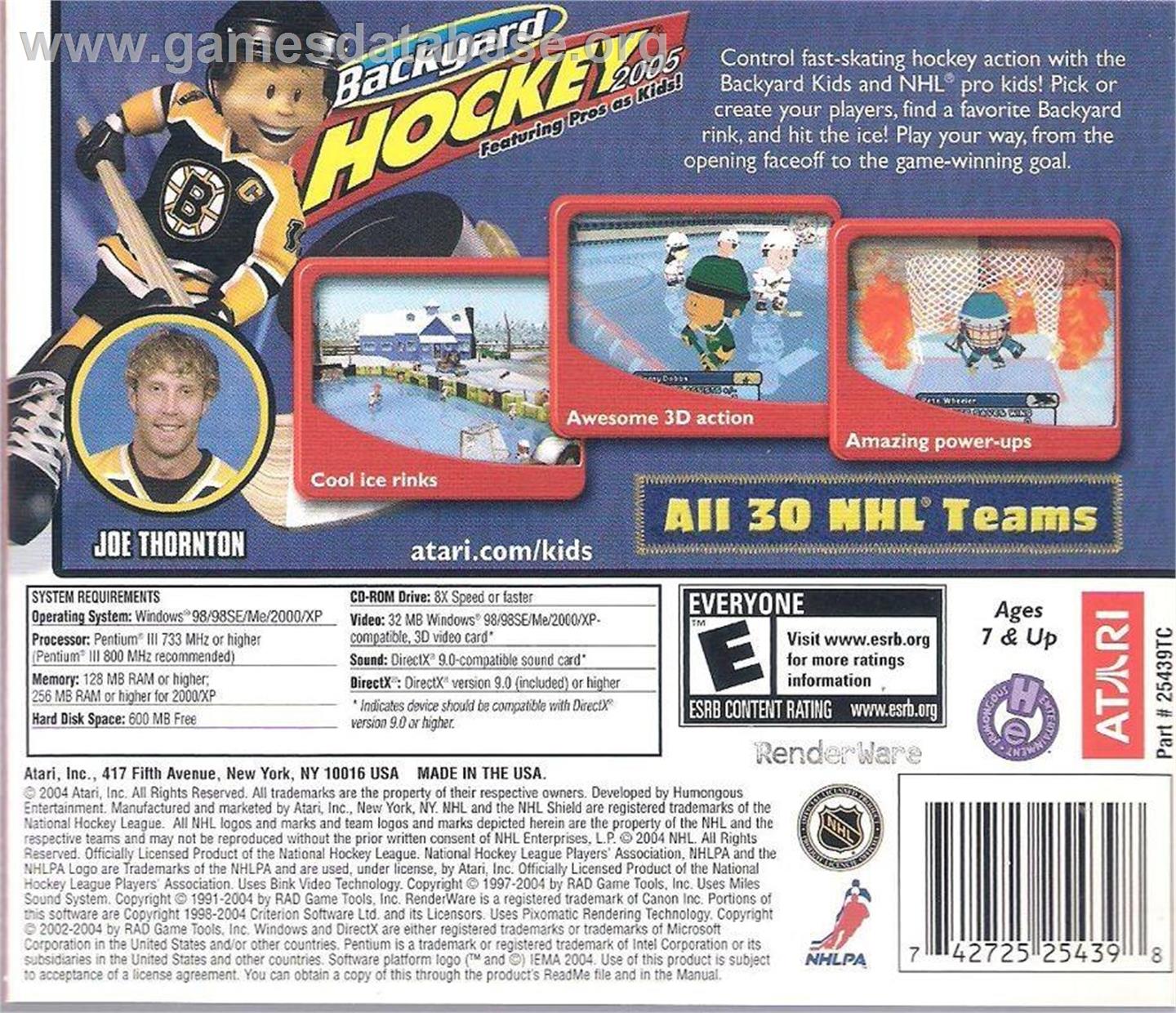 Backyard Hockey 2005 - Microsoft Windows - Artwork - Box Back