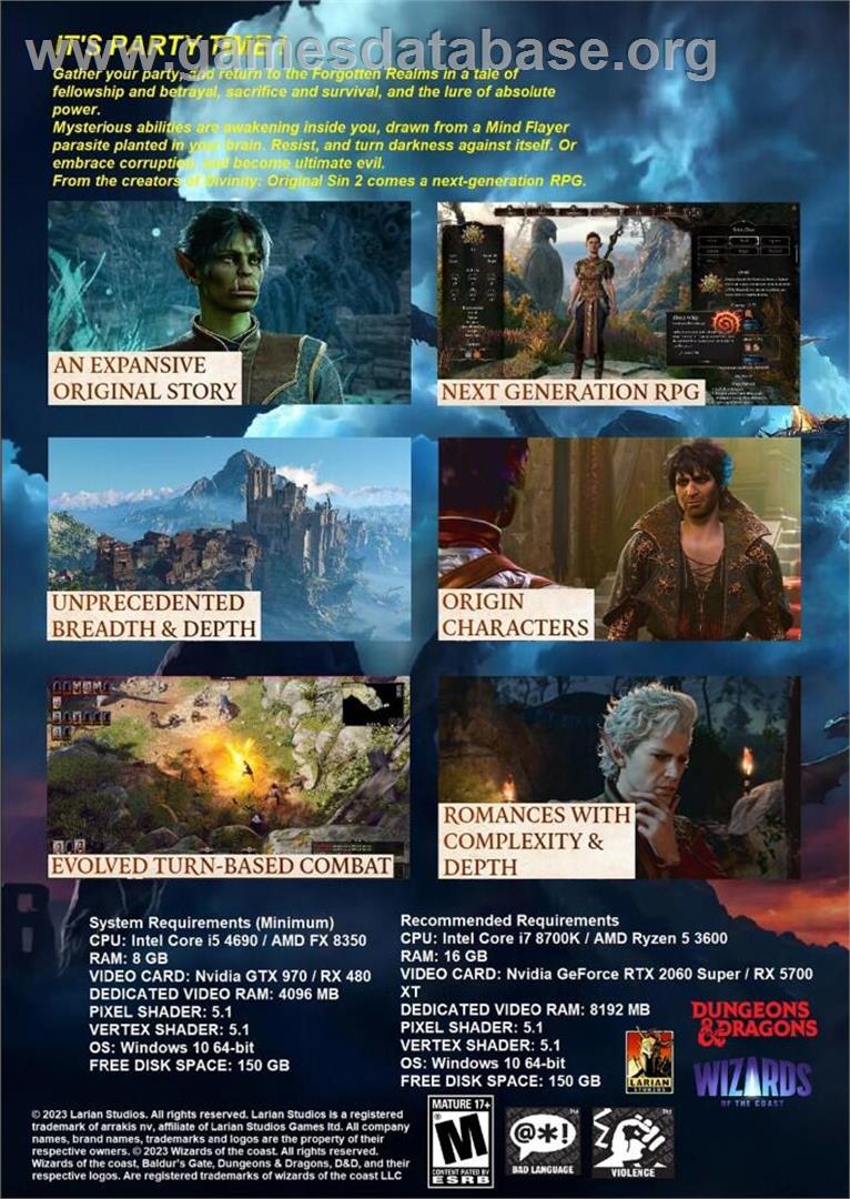 Baldur's Gate 3 - Microsoft Windows - Artwork - Box Back