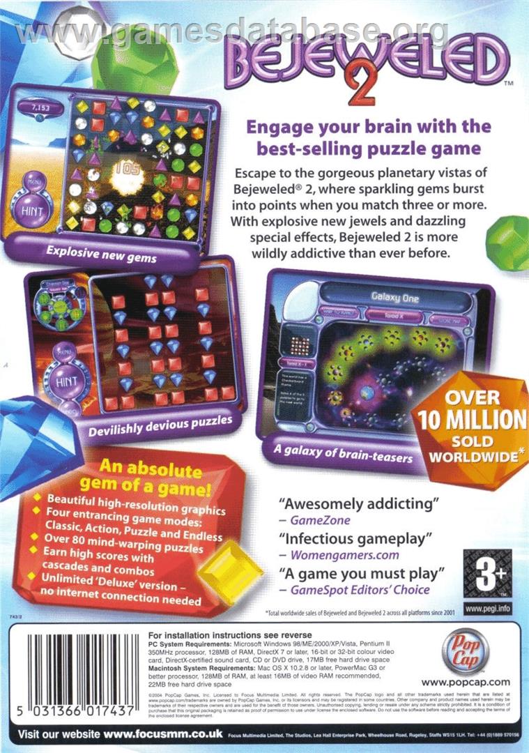 Bejeweled 2 Deluxe - Microsoft Windows - Artwork - Box Back