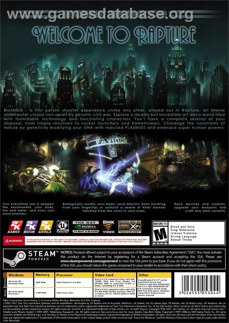 BioShock - Microsoft Windows - Artwork - Box Back