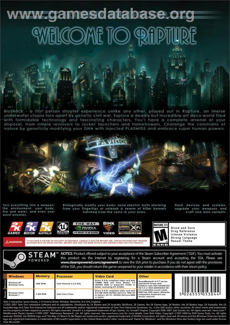 BioShock - Remastered - Microsoft Windows - Artwork - Box Back
