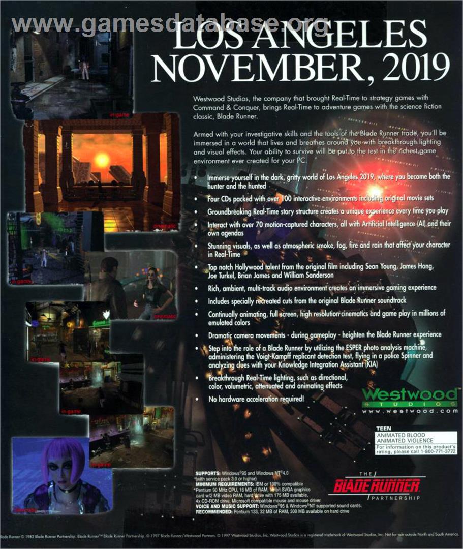 Blade Runner - Microsoft Windows - Artwork - Box Back