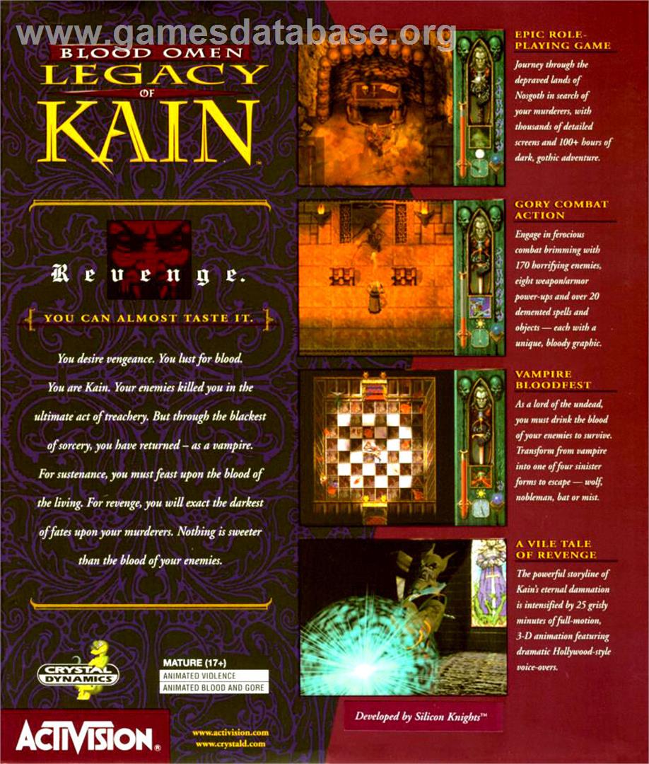 Blood Omen - Legacy of Kain - Microsoft Windows - Artwork - Box Back