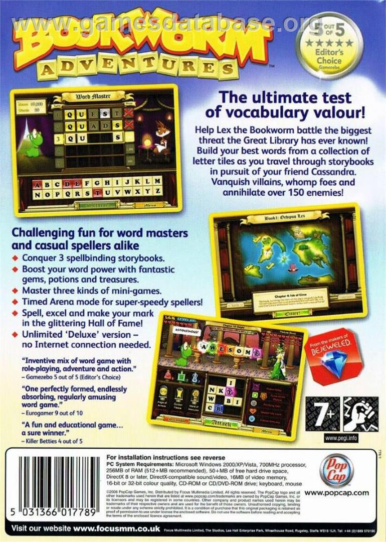 Bookworm Adventures - Microsoft Windows - Artwork - Box Back