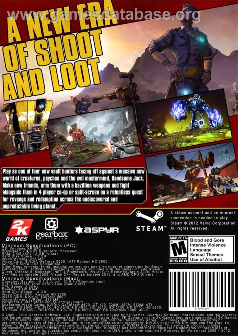 Borderlands 2 - Microsoft Windows - Artwork - Box Back