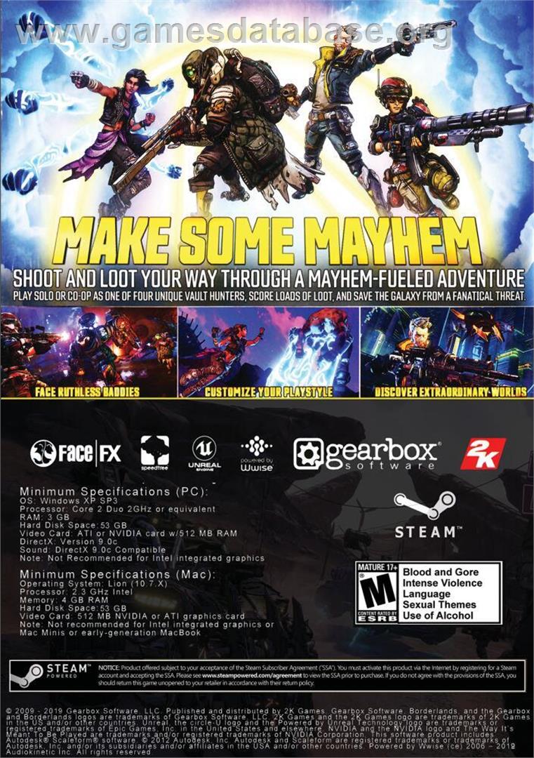 Borderlands 3 (Deluxe Edition) - Microsoft Windows - Artwork - Box Back