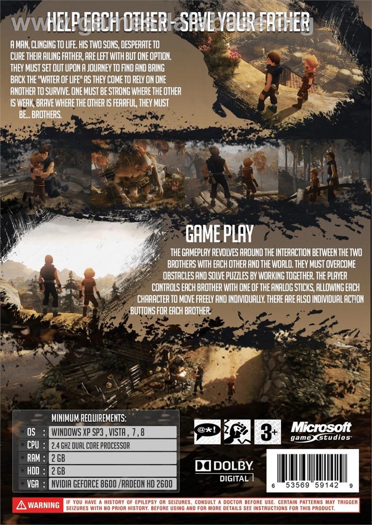 Brothers - A Tale of Two Sons - Microsoft Windows - Artwork - Box Back