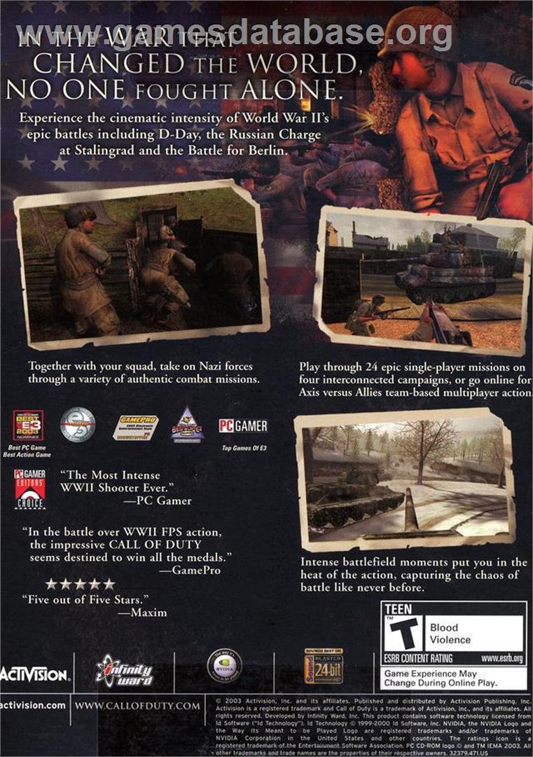 Call of Duty - Microsoft Windows - Artwork - Box Back
