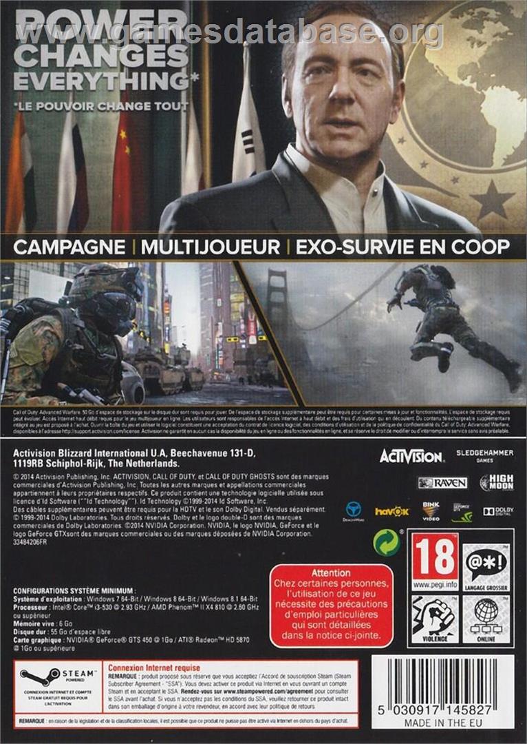 Call of Duty - Advanced Warfare (Day Zero Edition) - Microsoft Windows - Artwork - Box Back