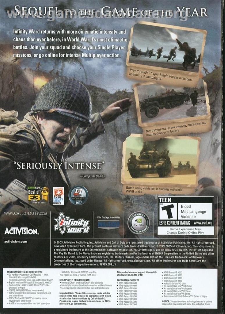 Call of Duty 2 - Microsoft Windows - Artwork - Box Back