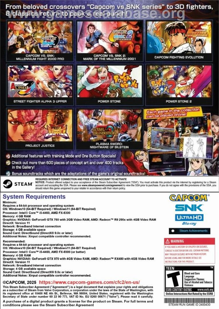 Capcom Fighting Collection 2 - Microsoft Windows - Artwork - Box Back