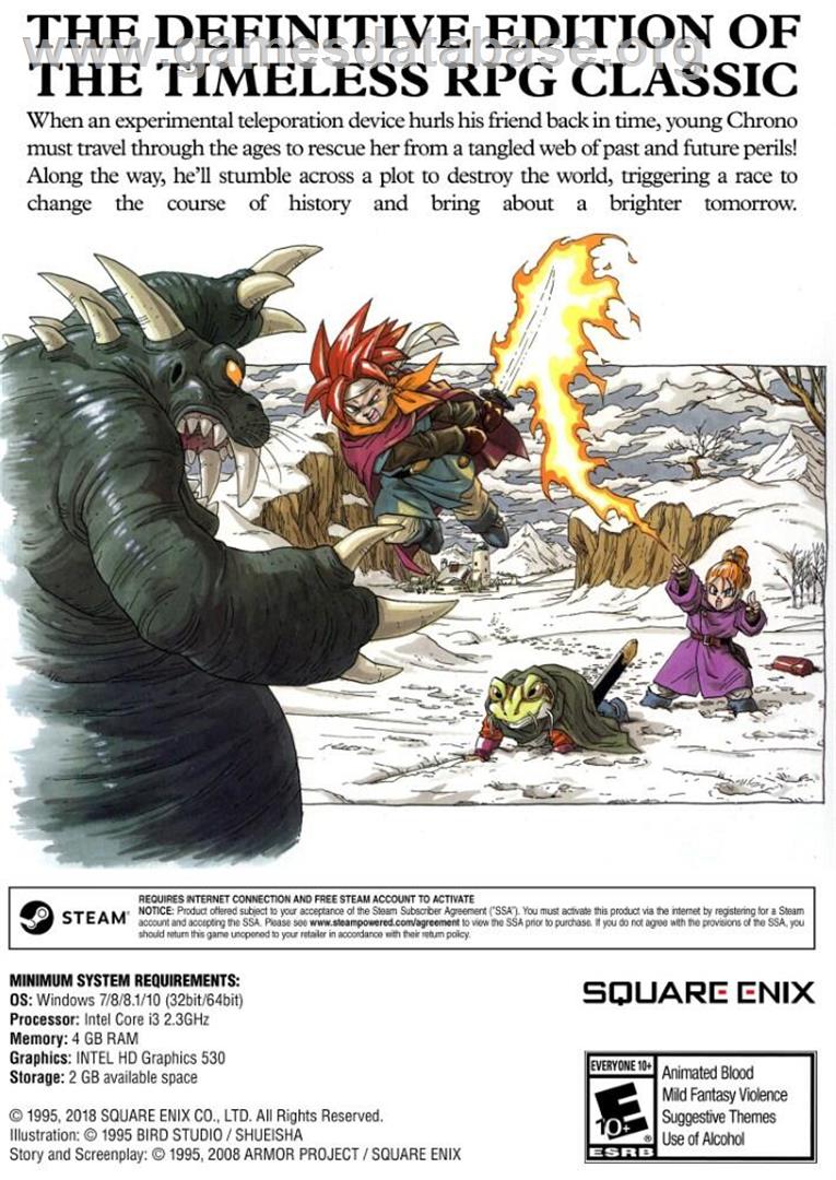 Chrono Trigger (Limited Edition) - Microsoft Windows - Artwork - Box Back