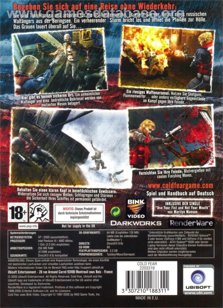 Cold Fear - Microsoft Windows - Artwork - Box Back