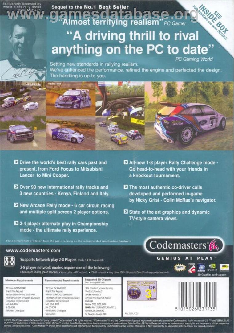 Colin McRae Rally 2.0 - Microsoft Windows - Artwork - Box Back