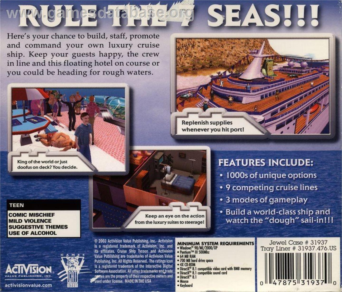 Cruise Ship Tycoon - Microsoft Windows - Artwork - Box Back