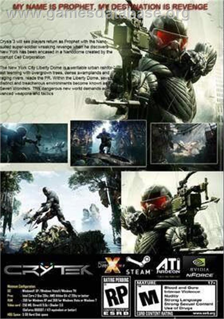 Crysis 3 - Microsoft Windows - Artwork - Box Back