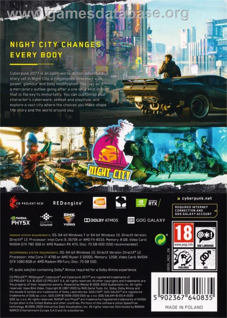Cyberpunk 2077 - Microsoft Windows - Artwork - Box Back