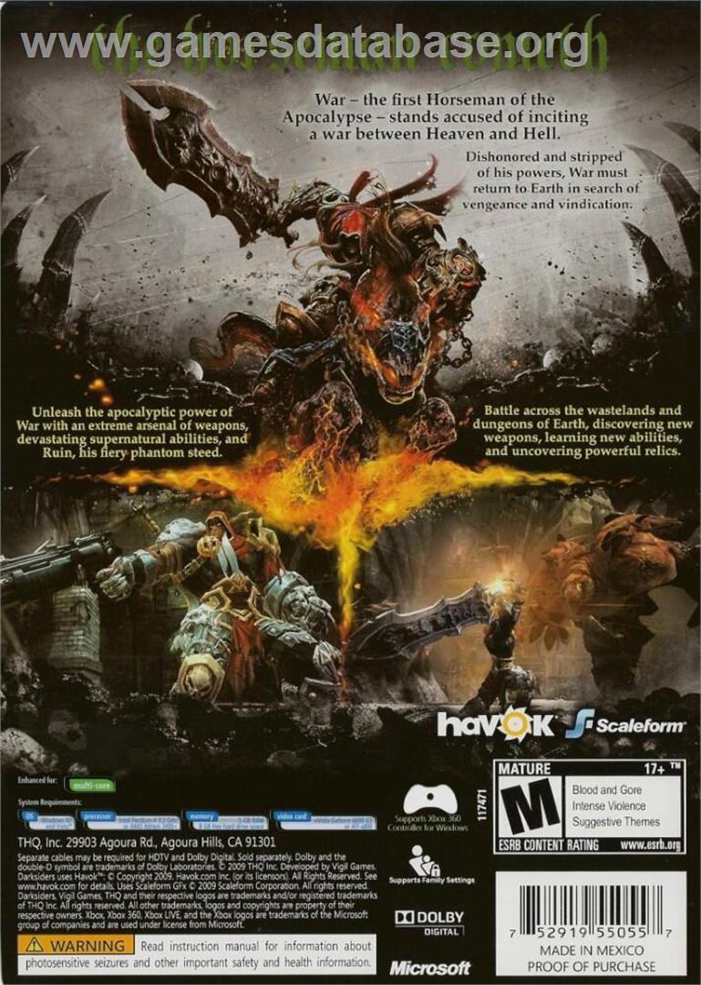 Darksiders - Microsoft Windows - Artwork - Box Back