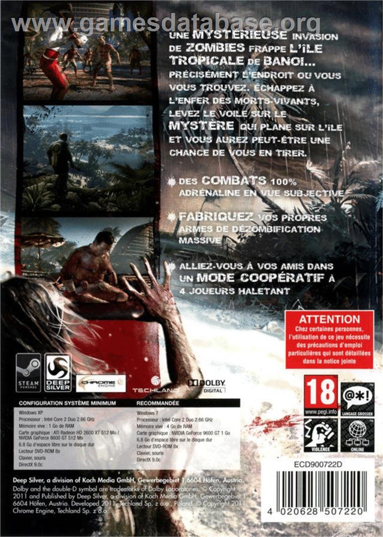Dead Island - Microsoft Windows - Artwork - Box Back