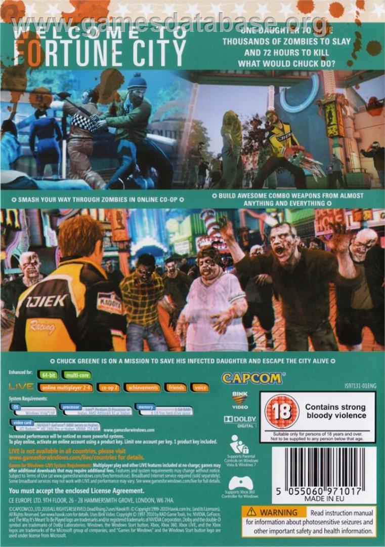 Dead Rising 2 - Microsoft Windows - Artwork - Box Back