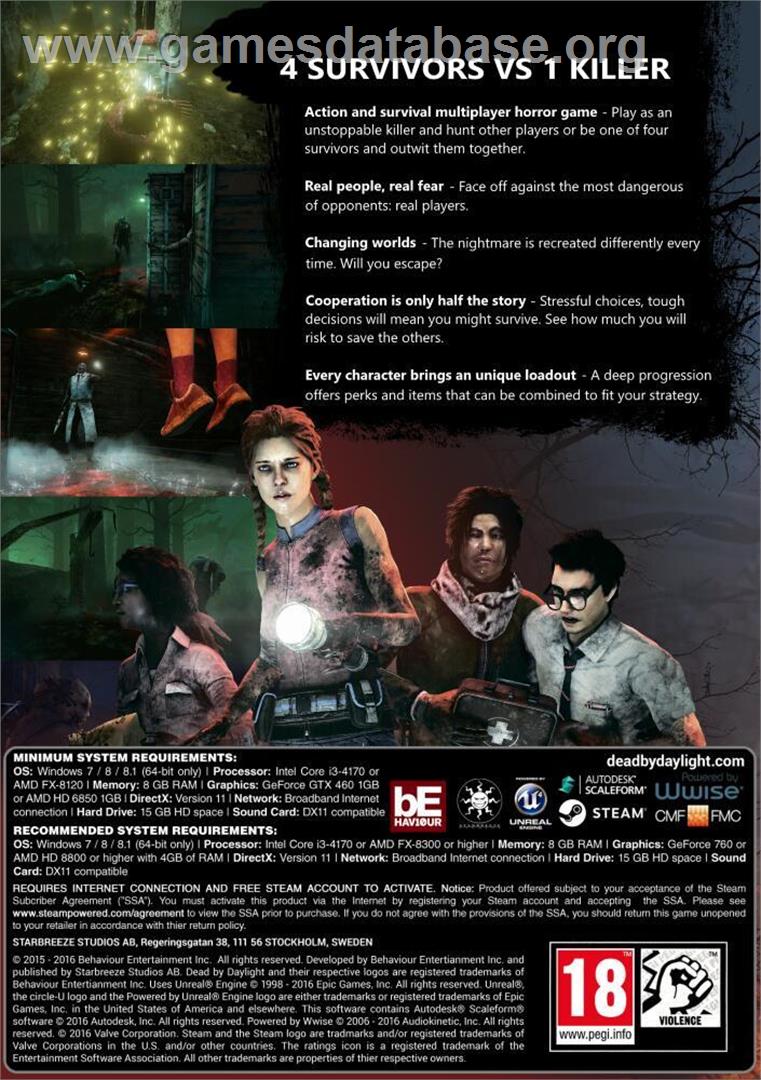 Dead by Daylight - Microsoft Windows - Artwork - Box Back