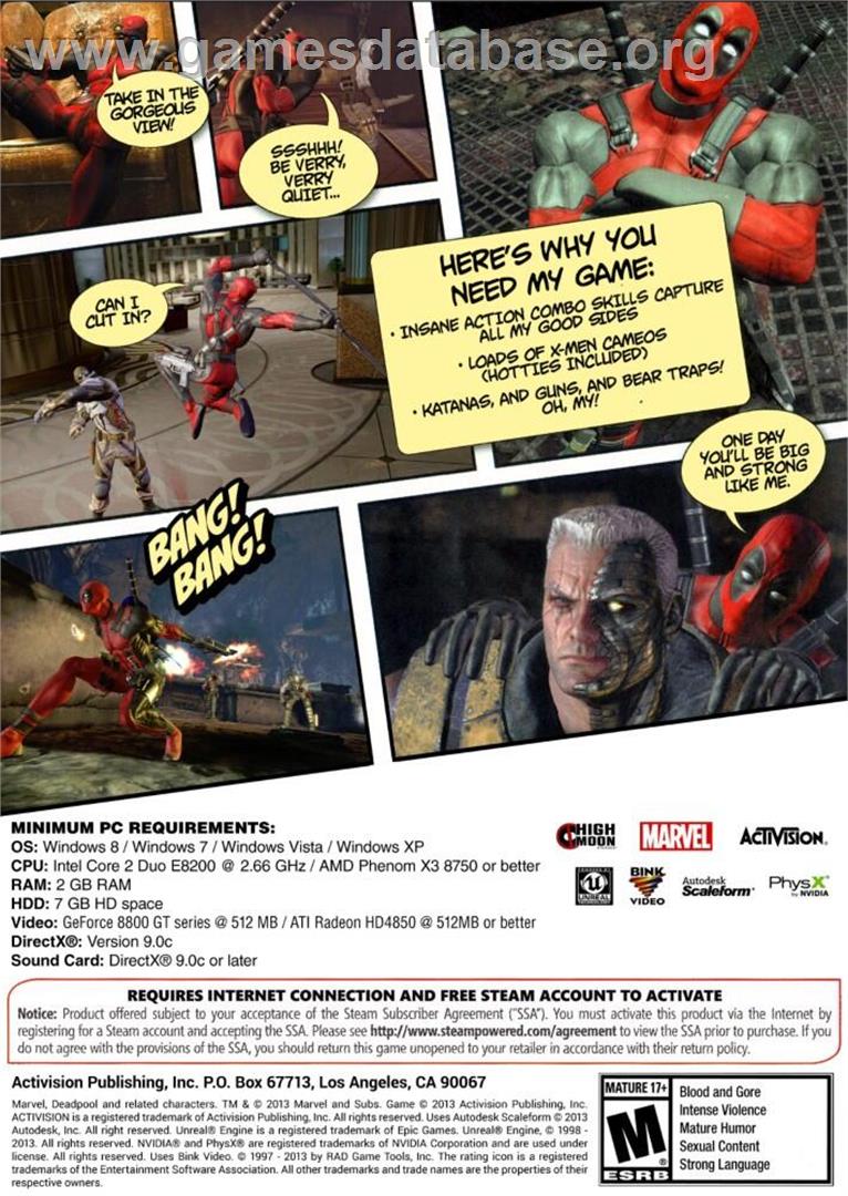 Deadpool - Microsoft Windows - Artwork - Box Back