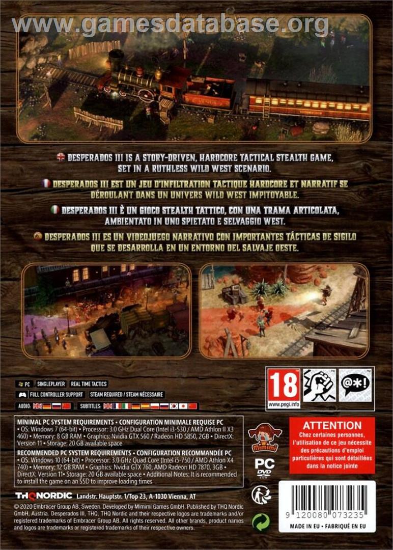 Desperados III - Microsoft Windows - Artwork - Box Back