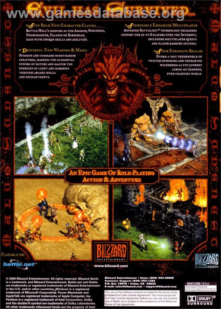Diablo 2 - Microsoft Windows - Artwork - Box Back