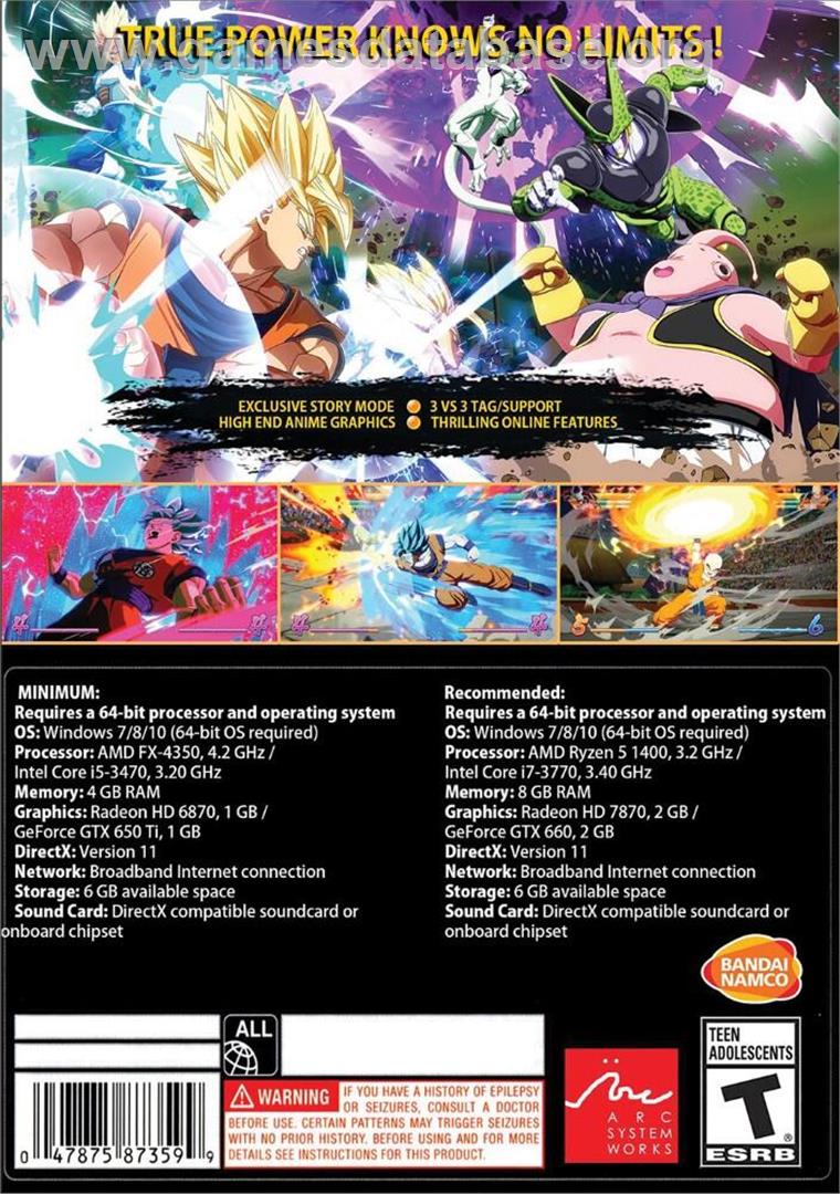 Dragon Ball FighterZ - Microsoft Windows - Artwork - Box Back